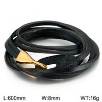 Hip-Hop Retro Solid Color Pu Leather Braid 18K Gold Plated Men's Bracelets sku image 3