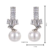 1 Pair Simple Style Commute Solid Color Plating Inlay Imitation Pearl Alloy Zircon White Gold Plated Drop Earrings main image 2