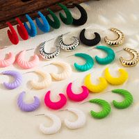 1 Pair Ig Style Simple Style C Shape Spray Paint Stainless Steel Arylic Ear Studs main image 1