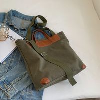 Femmes Toile Couleur Unie De Base Style Vintage Fil À Coudre Carré Fermeture Éclair Sac D'épaule Sac À Main Sac Sous Les Bras sku image 1