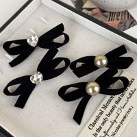 Women's Simple Style Commute Bow Knot Cloth Inlay Pearl Hair Clip main image 5