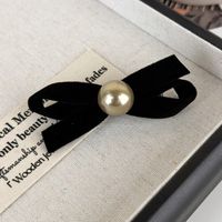 Frau Einfacher Stil Pendeln Bogenknoten Tuch Inlay Perle Haarklammer sku image 1