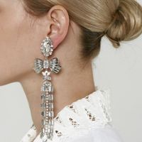 1 Pair Ig Style Elegant Bow Knot Tassel Plating Inlay Alloy Rhinestones Silver Plated Drop Earrings main image 10