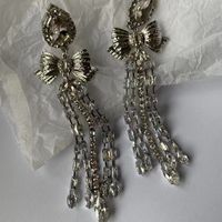 1 Pair Ig Style Elegant Bow Knot Tassel Plating Inlay Alloy Rhinestones Silver Plated Drop Earrings main image 6