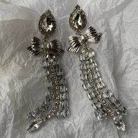 1 Pair Ig Style Elegant Bow Knot Tassel Plating Inlay Alloy Rhinestones Silver Plated Drop Earrings main image 1