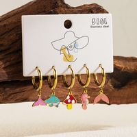 1 Set Beach Simple Style Ice Cream Dolphin Hippocampus Enamel Plating Stainless Steel 14k Gold Plated Drop Earrings main image 3