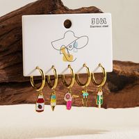 1 Set Beach Simple Style Ice Cream Dolphin Hippocampus Enamel Plating Stainless Steel 14k Gold Plated Drop Earrings main image 5