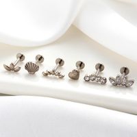 1 Piece Ear Cartilage Rings & Studs Vintage Style Heart Shape 316 Stainless Steel  Pure Titanium Copper Plating Inlay Zircon main image 6