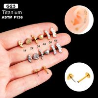 1 Piece Ear Cartilage Rings & Studs Vintage Style Heart Shape 316 Stainless Steel  Pure Titanium Copper Plating Inlay Zircon main image 4