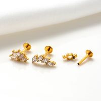 1 Piece Ear Cartilage Rings & Studs IG Style Vintage Style Leaves Heart Shape Bee Pure Titanium Plating Inlay Zircon main image 3