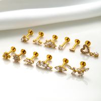 1 Piece Ear Cartilage Rings & Studs IG Style Vintage Style Leaves Heart Shape Bee Pure Titanium Plating Inlay Zircon main image 4