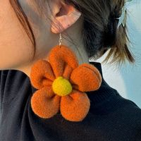 1 Paire Style Simple Fleur Fait Main Chiffon Crochet D'oreille main image 4