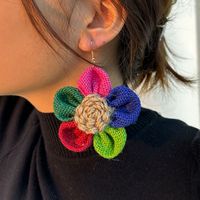 1 Paire Style Simple Fleur Fait Main Chiffon Crochet D'oreille main image 1