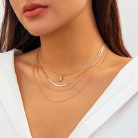 Simple Style Classic Style Irregular Geometric Rectangle Zircon Alloy Copper Wholesale Layered Necklaces main image 3