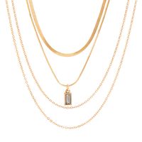 Simple Style Classic Style Irregular Geometric Rectangle Zircon Alloy Copper Wholesale Layered Necklaces main image 5