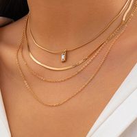 Simple Style Classic Style Irregular Geometric Rectangle Zircon Alloy Copper Wholesale Layered Necklaces main image 6