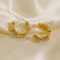 1 Pair Simple Style Commute Color Block Inlay 304 Stainless Steel Rhinestones 14K Gold Plated Ear Studs main image 4