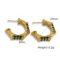 1 Pair Simple Style Commute Color Block Inlay 304 Stainless Steel Rhinestones 14K Gold Plated Ear Studs sku image 1