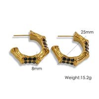 1 Pair Simple Style Commute Color Block Inlay 304 Stainless Steel Rhinestones 14K Gold Plated Ear Studs sku image 2
