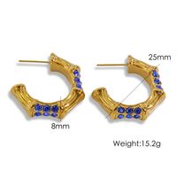 1 Pair Simple Style Commute Color Block Inlay 304 Stainless Steel Rhinestones 14K Gold Plated Ear Studs sku image 3