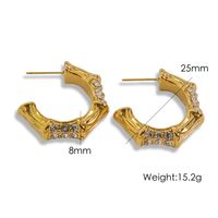 1 Pair Simple Style Commute Color Block Inlay 304 Stainless Steel Rhinestones 14K Gold Plated Ear Studs sku image 4