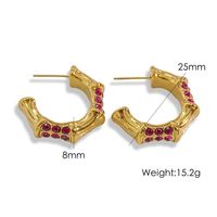 1 Pair Simple Style Commute Color Block Inlay 304 Stainless Steel Rhinestones 14K Gold Plated Ear Studs sku image 5