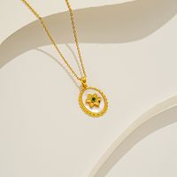 Simple Style Geometric Flower Stainless Steel Shell Titanium Steel 18k Gold Plated Pendant Necklace main image 3
