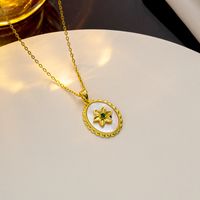 Simple Style Geometric Flower Stainless Steel Shell Titanium Steel 18k Gold Plated Pendant Necklace main image 5
