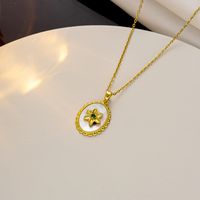 Simple Style Geometric Flower Stainless Steel Shell Titanium Steel 18k Gold Plated Pendant Necklace main image 4