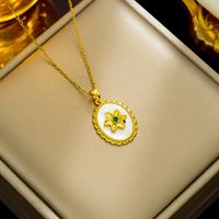 Simple Style Geometric Flower Stainless Steel Shell Titanium Steel 18k Gold Plated Pendant Necklace main image 1
