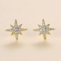 1 Pair Simple Style Constellation Star Plating Inlay Copper Zircon Gold Plated Ear Studs sku image 1