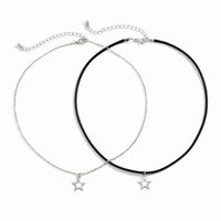 Simple Style Irregular Geometric Star Pu Alloy Leather Wax Line Women's Double Layer Necklaces main image 5