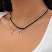 Simple Style Irregular Geometric Star Pu Alloy Leather Wax Line Women's Double Layer Necklaces sku image 1