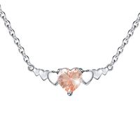 Elegant Heart Shape Sterling Silver Inlay Zircon Pendant Necklace sku image 2