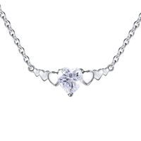 Elegant Heart Shape Sterling Silver Inlay Zircon Pendant Necklace sku image 4
