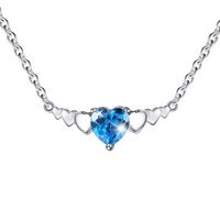 Elegant Heart Shape Sterling Silver Inlay Zircon Pendant Necklace sku image 1