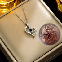 Simple Style Korean Style Heart Shape Stainless Steel Moonstone 18k Gold Plated Pendant Necklace main image 5