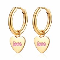 1 Pair Sweet Simple Style Heart Shape Plating Carving 304 Stainless Steel 18K Gold Plated Drop Earrings sku image 1