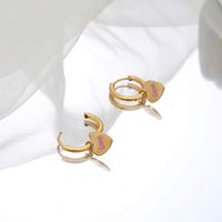 1 Pair Sweet Simple Style Heart Shape Plating Carving 304 Stainless Steel 18K Gold Plated Drop Earrings main image 3