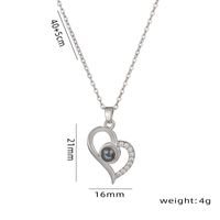 Simple Style Korean Style Heart Shape Stainless Steel Moonstone 18k Gold Plated Pendant Necklace sku image 2