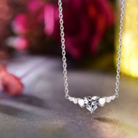 Elegant Heart Shape Sterling Silver Inlay Zircon Pendant Necklace main image 4