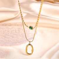Simple Style Flower Stainless Steel Plating Inlay Zircon 18k Gold Plated Pendant Necklace main image 6