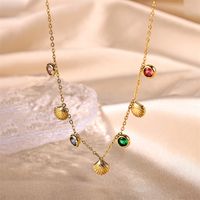 Simple Style Flower Stainless Steel Plating Inlay Zircon 18k Gold Plated Pendant Necklace main image 8