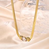 Simple Style Flower Stainless Steel Plating Inlay Zircon 18k Gold Plated Pendant Necklace main image 9