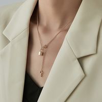 304 Stainless Steel 18K Gold Plated Casual Simple Style Plating Key Lock Pendant Necklace main image 3