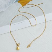 Edelstahl 304 18 Karat Vergoldet Lässig Einfacher Stil Überzug Schlüssel Sperren Halskette Mit Anhänger main image 6