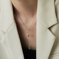 304 Stainless Steel 18K Gold Plated Casual Simple Style Plating Key Lock Pendant Necklace main image 4