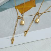 Edelstahl 304 18 Karat Vergoldet Lässig Einfacher Stil Überzug Schlüssel Sperren Halskette Mit Anhänger main image 8