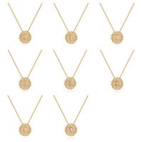 Casual Classic Style Sunflower Letter Copper 14k Gold Plated Zircon Pendant Necklace In Bulk main image 4