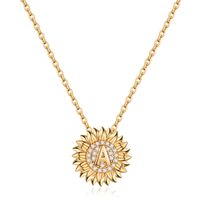 Casual Classic Style Sunflower Letter Copper 14k Gold Plated Zircon Pendant Necklace In Bulk main image 3